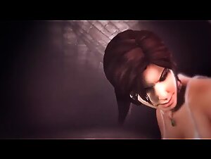 Lara Croft is getting fucked hard, from the back and moaning from pleasure while cumming